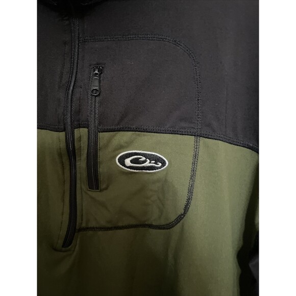 Drake Waterfowl 1/4 Zip Shirt Mens Large Black Green Pullover Base Tiny Flaw - Picture 5 of 9